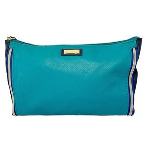 Estée Lauder Turquoise and Navy Cosmetics Bag with Zipper Accents